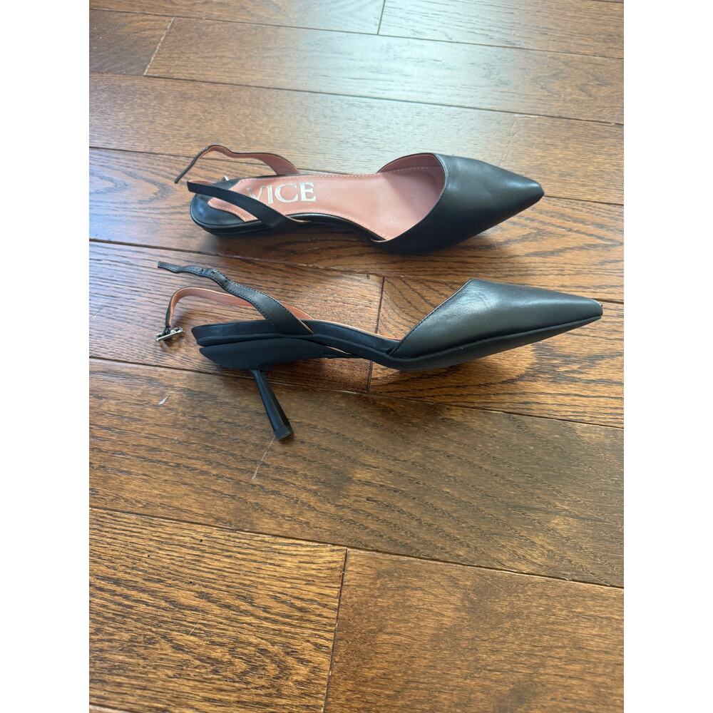 Vice Versa Convertible Slingback Heels — Black Leather Size 9